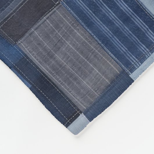 Patchwork Denim Fabric Art Illustration No20 Fleecedecke (Ecke)