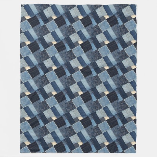 Patchwork Denim Fabric Art Illustration No2 Fleecedecke (Vorderseite)