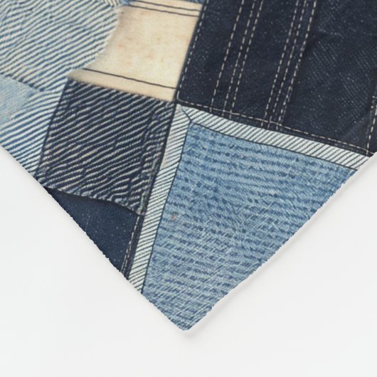 Patchwork Denim Fabric Art Illustration No2 Fleecedecke (Ecke)