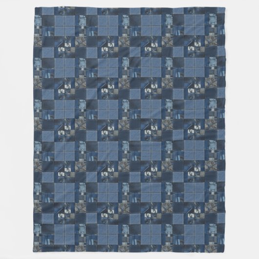 Patchwork Denim Fabric Art Illustration No4 Fleecedecke (Vorderseite)
