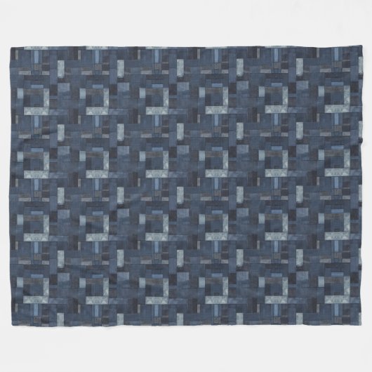Patchwork Denim Fabric Art Illustration No8 Fleecedecke (Vorderseite (Horizontal))