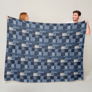 Patchwork Denim Fabric Art Illustration No9 Fleecedecke