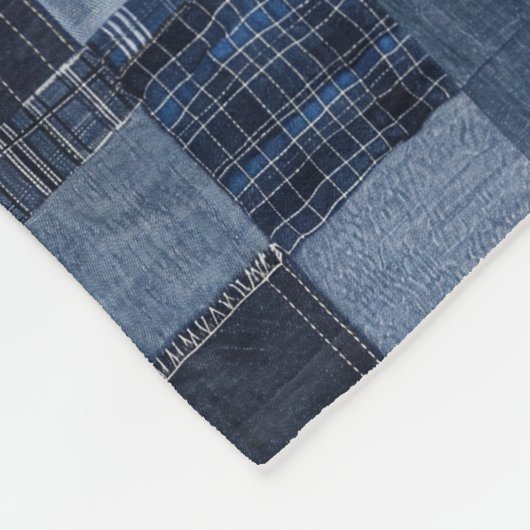 Patchwork Denim Fabric Art Illustration No9 Fleecedecke (Ecke)