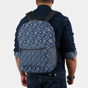 Patchwork Denim Fabric Art Illustration Nr. 3 Bedruckter Rucksack