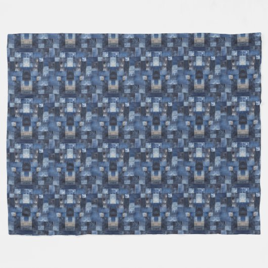 Patchwork Denim Fabric Art Illustration Nr. 3 Fleecedecke (Vorderseite (Horizontal))