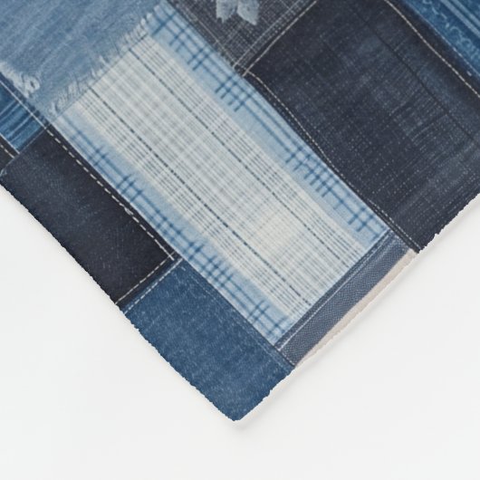 Patchwork Denim Fabric Art Illustration Nr. 5 Fleecedecke (Ecke)
