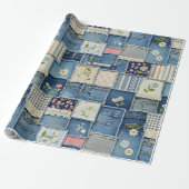 Patchwork Denim Geschenkpapier (Ungerollt)