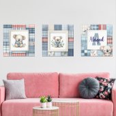Patchwork Denim Koala Personalized Nursery Prints Bilderwand Sets (Wohnzimmer)