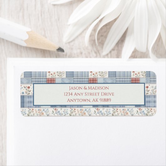 Patchwork Denim Koala Return Address Label (Insitu)