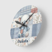 Patchwork-Denim-Koala-Runduhr Runde Wanduhr (Winkel)