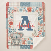 Patchwork Denim Koala Sherpa Blanket Sherpadecke (Vorderseite)