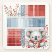 Patchwork Denim Koala Square Paper Coasters Rechteckiger Pappuntersetzer (Vorderseite)
