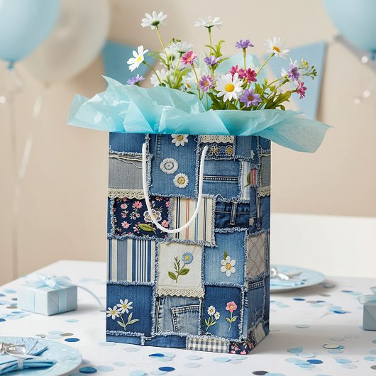 Patchwork-Denim Mittlere Geschenktüte