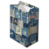 Patchwork-Denim Mittlere Geschenktüte (Vorderseite Schrägansicht)