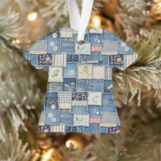 Patchwork Denim Ornament (Baum)