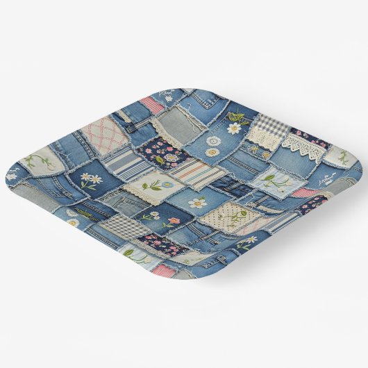 Patchwork Denim Pappteller (Gewinkelt)