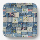 Patchwork Denim Pappteller (Vorderseite)