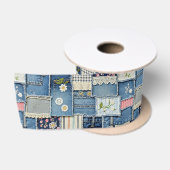 Patchwork-Denim Satinband (Spule)