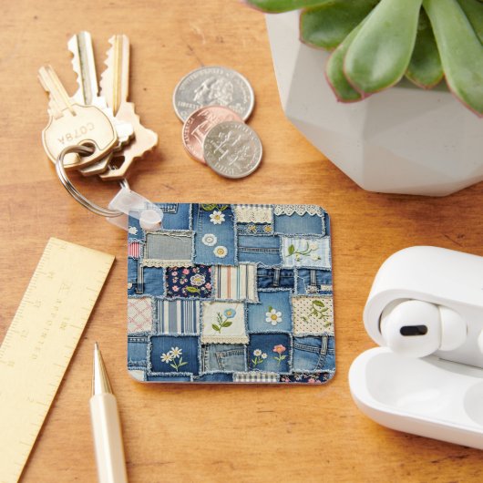Patchwork-Denim Schlüsselanhänger (Schreibtisch)