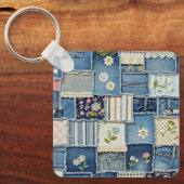 Patchwork-Denim Schlüsselanhänger (Vorderseite)