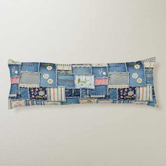 Patchwork Denim Seitenschläferkissen (Rückseite)