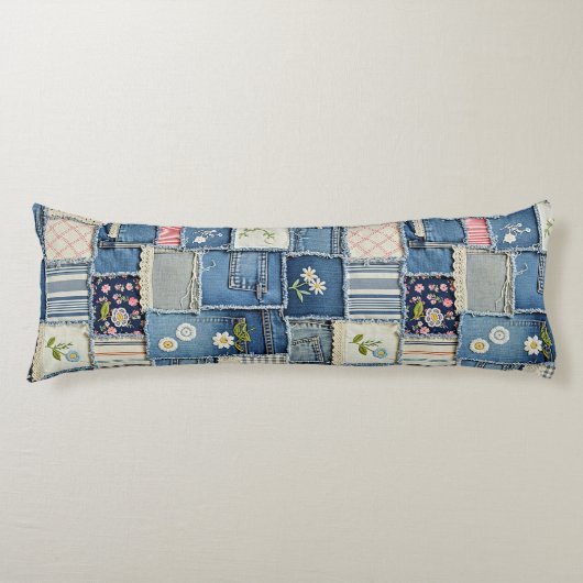 Patchwork Denim Seitenschläferkissen (Vorderseite)
