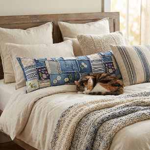 Patchwork-Denim Seitenschläferkissen