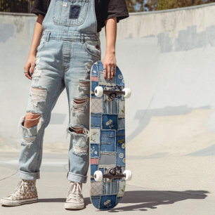 Patchwork-Denim Skateboard