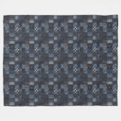 Patchwork-Denim-Stoff Kunstillustration Nr. 15 Fleecedecke (Vorderseite (Horizontal))