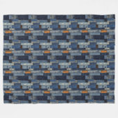 Patchwork-Denim-Stoff-Kunstillustration Nr. 6 Fleecedecke (Vorderseite (Horizontal))