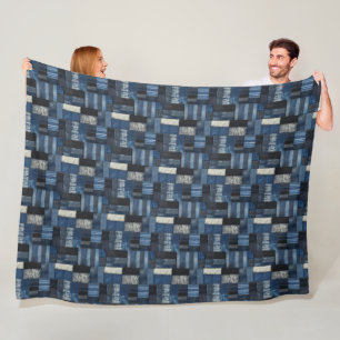 Patchwork-Denim-Stoff-Kunstillustration Nr. 7 Fleecedecke