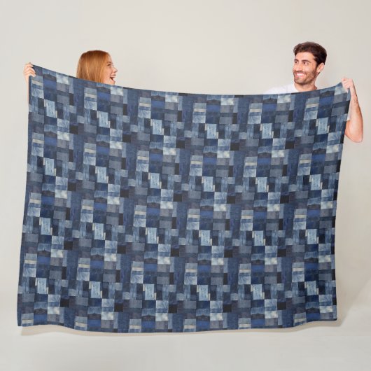 Patchwork-Denim-Stoffkunstillustration Nr. 11 Fleecedecke (Beispiel)