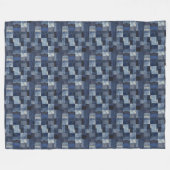 Patchwork-Denim-Stoffkunstillustration Nr. 11 Fleecedecke (Vorderseite (Horizontal))