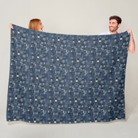 Patchwork-Denim-Stoffkunstillustration Nr. 16 Fleecedecke (Beispiel)