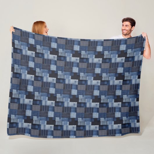 Patchwork-Denim-Stoffkunstillustration Nr. 20 Fleecedecke (Beispiel)