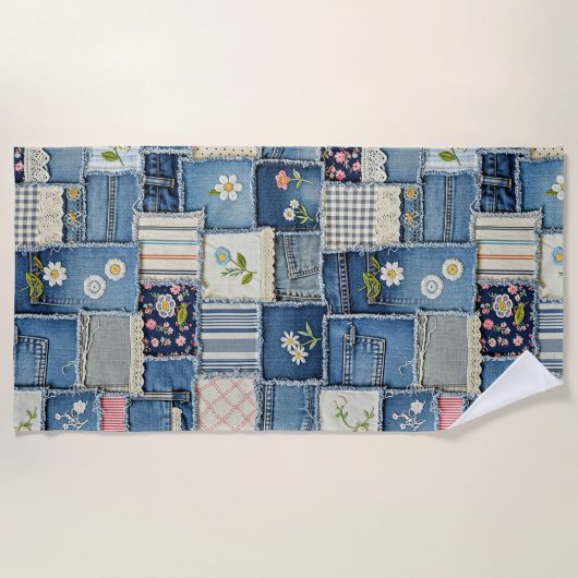Patchwork Denim Strandtuch (Vorderseite)