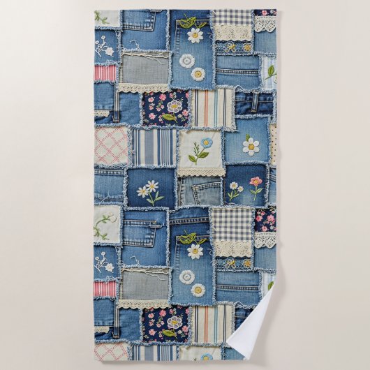 Patchwork Denim Strandtuch (Vorderseite)