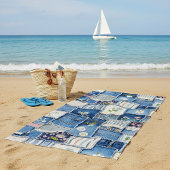 Patchwork-Denim Strandtuch