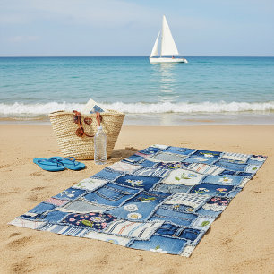 Patchwork-Denim Strandtuch