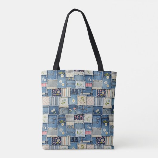 Patchwork Denim Tasche (Rückseite)