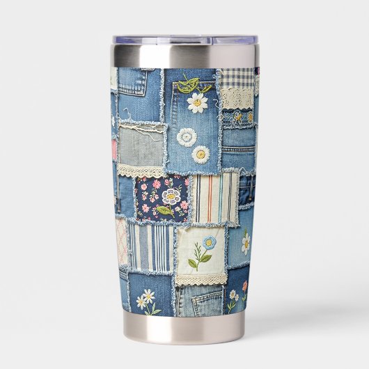 Patchwork Denim Thermobecher (Vorderseite)