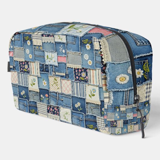 Patchwork Denim Waschbeutel (Rechte Ecke)