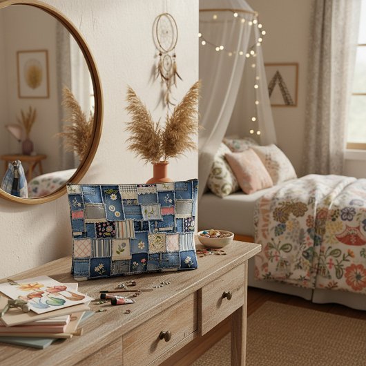 Patchwork Denim Zubehörtasche