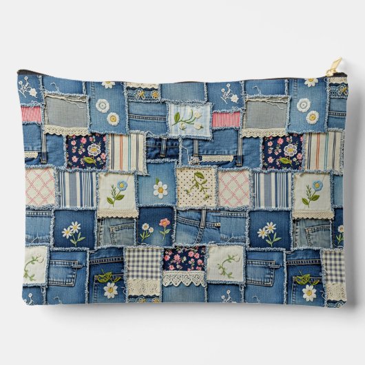 Patchwork Denim Zubehörtasche (Rückseite)