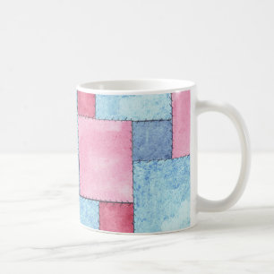 Patchwork Design Coffee Tasse, Pinks, Blues Kaffeetasse
