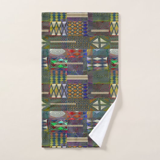 Patchwork-Design im afrikanischen Stil Badhandtuch Set (Handtuch)