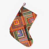 Patchwork-Design mit Aztec-Quadraten. Kleiner Weihnachtsstrumpf (Vorderansicht (hängend))