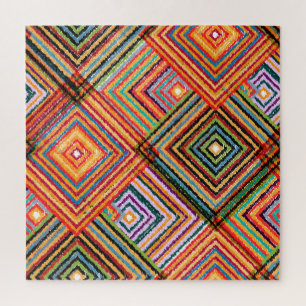 Patchwork-Design mit Aztec-Quadraten. Puzzle