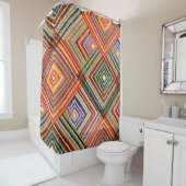 Patchwork-Design mit aztekischen Quadraten. Duschvorhang (Beispiel)