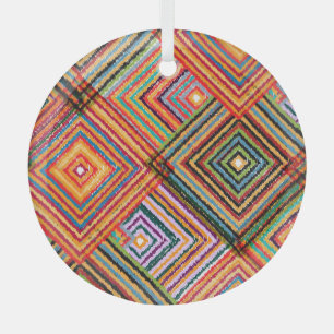 Patchwork-Design mit aztekischen Quadraten. Ornament Aus Glas
